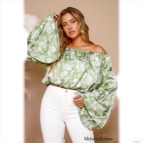 Orange Spring Floral Crop Top Blouse - Picture 11 of 11